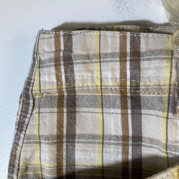 Womens Columbia Plaid Cotton Shorts Tan Brown 10/6 Pockets - Picture 4 of 5